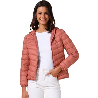 INSPIRE CHIC Women's Short Down Packable Hooded Winter Ultra Light Puffer Jacket