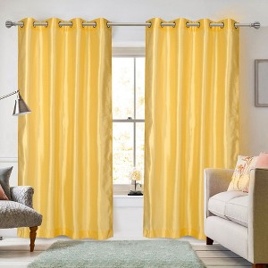 Ruthy's Textile Faux Silk Grommet Top Luxury Curtains Panel Pair 54" x 84" Each - 1 of 4