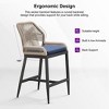 PURPLE LEAF Patio Sunbrella Bar Stools Set of 2 Handwoven Wicker Bar Height Stool Modern Aluminum Outdoor Wicker Barstools with Back and Cushion - 4 of 4