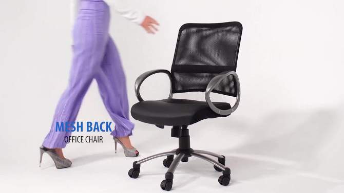 Mesh Back with Pewter Finish Task Chair Black - Boss Office Products, 6 of 7, play video