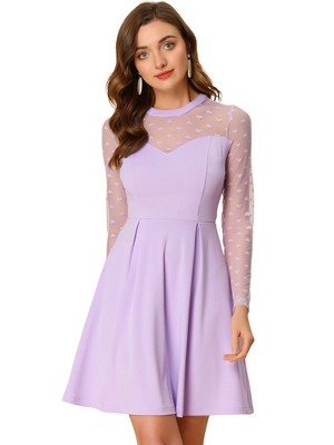 Allegra K Women's Heart Mesh Sheer Long Sleeve Gothic Cocktail Skater Party Dress