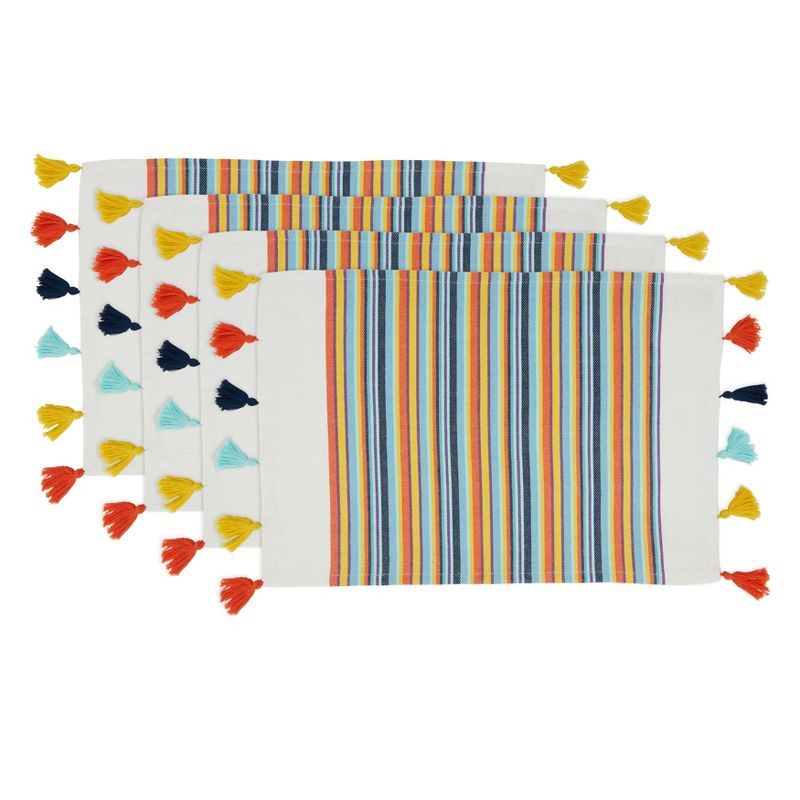 Saro Lifestyle Fiesta Stripe Placemat, 14"x20" Oblong, Multi (Set of 4), 3 of 7