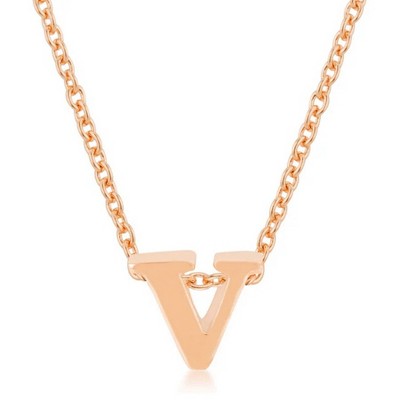 ShineHigh Rose Gold Initial Pendant Necklaces – Personalized Alphabet Letter NecklaceS in Polished Finish with Adjustable Link Chain