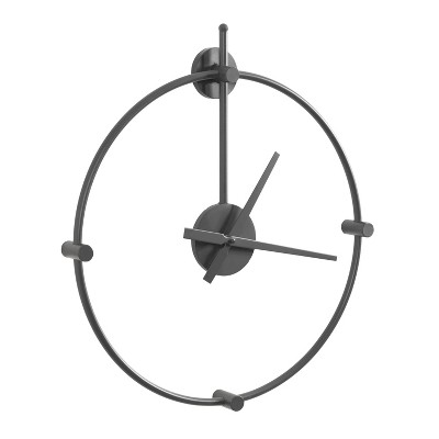 Kate and Laurel Lidor Round Metal Wall Clock, 22x25, Gray