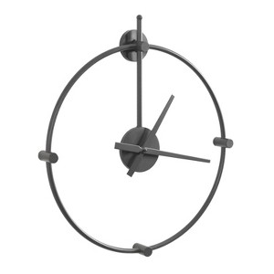 Kate and Laurel Lidor Round Metal Wall Clock, 22x25, Gray - 1 of 4