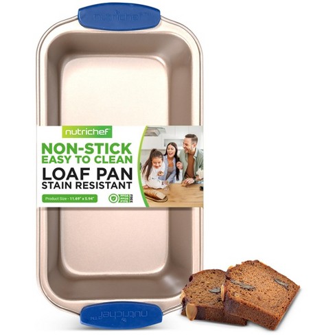 NutriChef Non-Stick Loaf Pan - Deluxe Nonstick Gold Coating Inside and Outside with Blue Silicone Handles - image 1 of 4