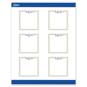 Avery 3" x 3" Labels, Gold & Navy Border with Florals, 60 ct - 1 of 4