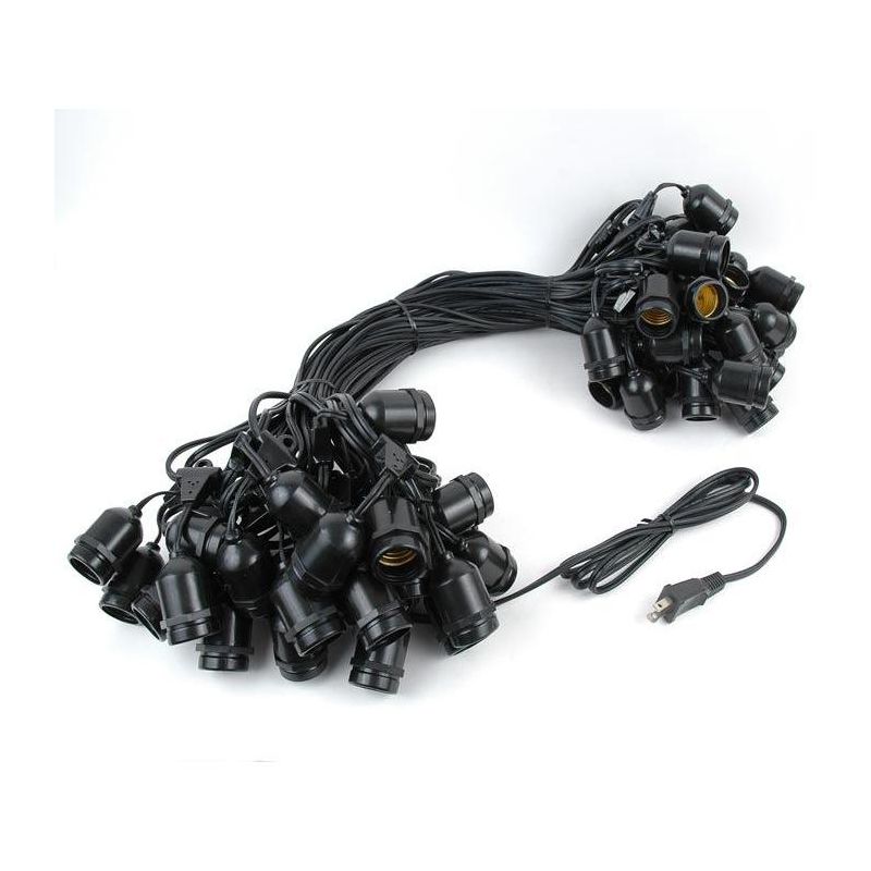 Novelty Lights Edison Outdoor String Lights with 50 Suspended Sockets Black Wire 100 Feet, 5 of 6