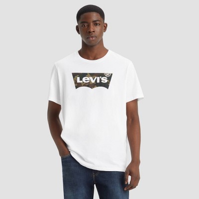 Levi s Men s Classic Fit Short Sleeve Camo Batwing Logo Crewneck T shirt White L Target