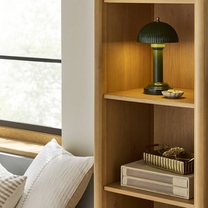 11.5" Fluted Metal Rechargeable Library Table Lamp (Includes LED Light Bulb) - Hearth & Hand™ with Magnolia - 1 of 4