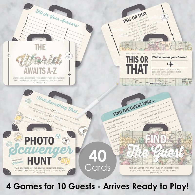 Big Dot of Happiness World Awaits - 4 Travel Themed Party Games - 10 Cards Each - Gamerific Bundle, 2 of 9