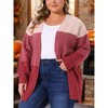 Agnes Orinda Women's Plus Size Striped Color Block Side Slit Long Sleeve Open Front Casual Knit Sweaters Cardigan - 2 of 4