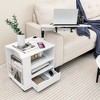 Tangkula Nightstand Bedside Table Swivel Laptop Tray with Charging Station and LED Lights - 4 of 4