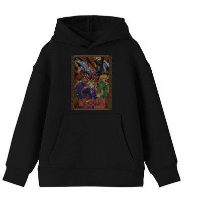 Yu-Gi-Oh Main Characters and Monsters Youth Black Graphic Hoodie