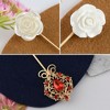 Anna-Kaci Vintage 3Pcs Long Stick Hat Pins Crystal Flower Butterfly and Pearl Details for Classic Hat Lapel and Scarf Accessorizing - 3pcs Rose - 3 of 4