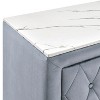 Gulches 1pc Modern Upholstered Nightstand with Faux Marble Top, Button Tufted Fabric & Two Storage Drawers - 3 of 4