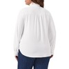 Women's Plus Size Ruffle Stand Collar Long Sleeve Curved Hem Business Work Office Button Down Shirt - Agnes Orinda 1X White - 4 of 4