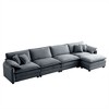 150.38" Corduroy L-Shaped Modular Sectional Sofa with Double-Layer Cushions & Ottomans - 3 of 4