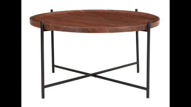 Huntley Contemporary Round Tray Top Coffee Table Brown/Black - Treasure Trove Accents, 2 of 7, play video