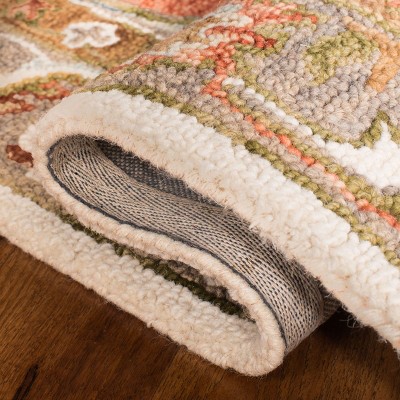 Ivory and Red Hand-Tufted Wool 4' x 6' Area Rug