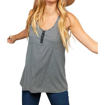 Women's STRIPE SNAP TOP TANK TOP - Haptics