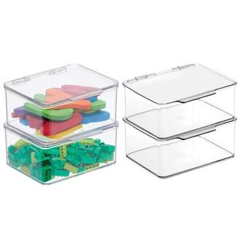 Mdesign Plastic Bathroom Storage Box With Lid/handles, 8 Pack - 10 X 6 X 3,  Clear/clear : Target