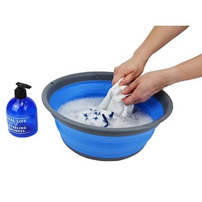 7.5L Collapsible Round Plastic Tub in Gray and White