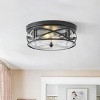 Dewdrop Farmhouse Flush Mount Ceiling Light Black Metal Frame with Seeded Glass Shade for Hallway Bedroom - 2 of 4