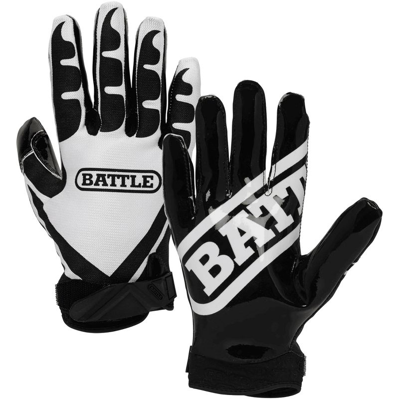 Battle Sports Receivers Ultra-Stick Football Gloves - Black/White, 1 of 2