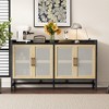 Vynxaria Rustic Decorative Storage Cabinets with Rattan Doors - Versatile Sideboard in Black/Natural/Walnut - 3 of 4