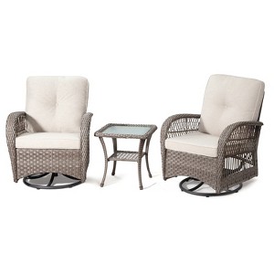 UPTIOT Outdoor 2 - Person Outdoor Seating Group with Cushions - 1 of 4