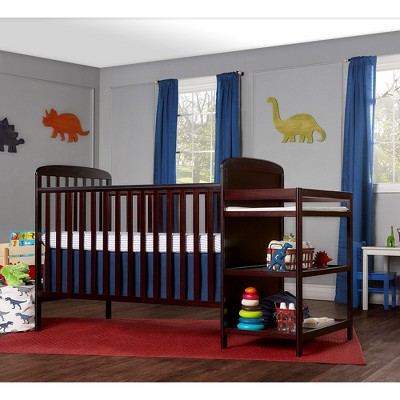 Espresso Wood 4-in-1 Convertible Crib with Changing Table