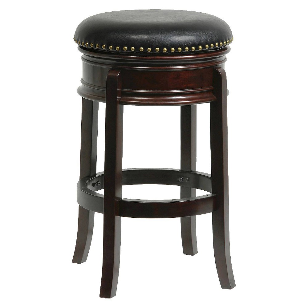Photos - Chair Boraam Hamilton Swivel 25" Counter Height Barstool Hardwood/Cappuccino: Upholstered, Nailhead, Wood Legs