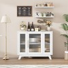 Buffet Cabinet with Storage, 36" Sideboard Cabinet with Fluted Glass Door, Retro Coffee Bar Station with Adjustable Shelf, White - 3 of 4