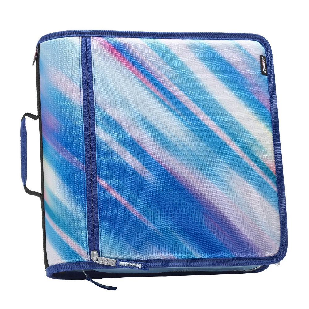 Case-it 3" Zipper Binder with Expanding File Folder Blur Blue