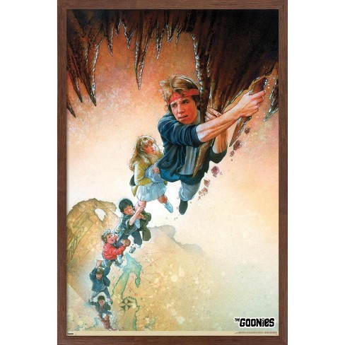 Trends International The Goonies - Key Art Framed Wall Poster Prints  Mahogany Framed Version 14.725 x 22.375