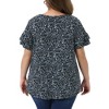 Women's Plus Size Floral V Neck Ruffle Sleeve Summer Casual Blouses - Agnes Orinda - 4 of 4