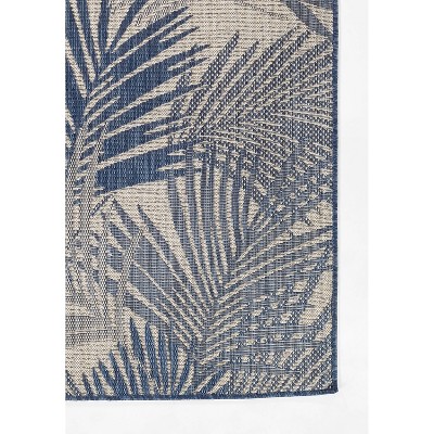 Riviera Blue Palm Leaf Rectangular Synthetic Rug 2x3