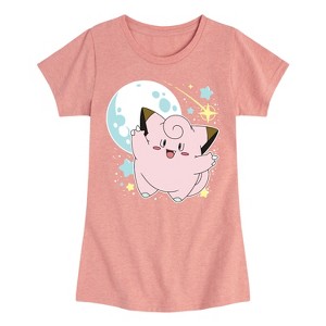Girls' - Pokémon - Clefairy Moon Stars Fitted Short Sleeve Graphic T-Shirt - 1 of 4
