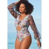 Swimsuits for All Women's Plus Size Cup Sized Chiffon Sleeve One Piece Swimsuit - image 4 of 4