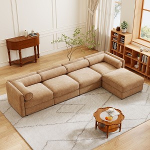 Modular Sectional Sofa with Storage, Cylindrical Backrest and Armrests Deep Comfortable Seating,Durable and Supportive for Living Room - 1 of 4