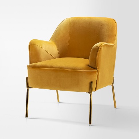 Yellow velvet lounge chair hot sale