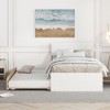 Okak Twin Platform Bed Frame with Twin Trundle Modern Bed with High Gloss Headboard Strong Wood Slats No Springs Required Easy Assembly, White Oak - 3 of 4