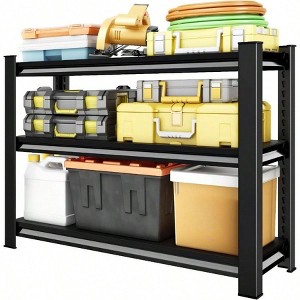 40 Inch Heavy Duty Garage Shelving 1500LBS Adjustable Metal Storage Racks 3 - Tier Black Utility Shelves 40Wx 18Dx 36H - 1 of 4