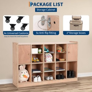 TROPOW Organizer Cubes with 2 Anti-Flip Fittings, 4 Castors and 2 Boxes for Home, School, Kindergarten, Natural - 1 of 4