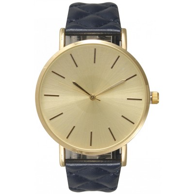 Olivia Pratt Quilted Detail Leather Strap Watch