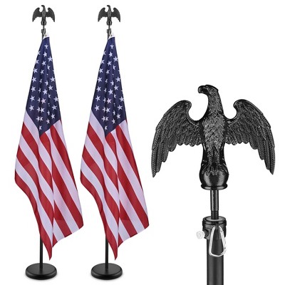 Yescom 6 Ft Sectional Indoor Flag Pole Kit Eagle Topper Aluminum 3x5 Ft US Flag & Base Black