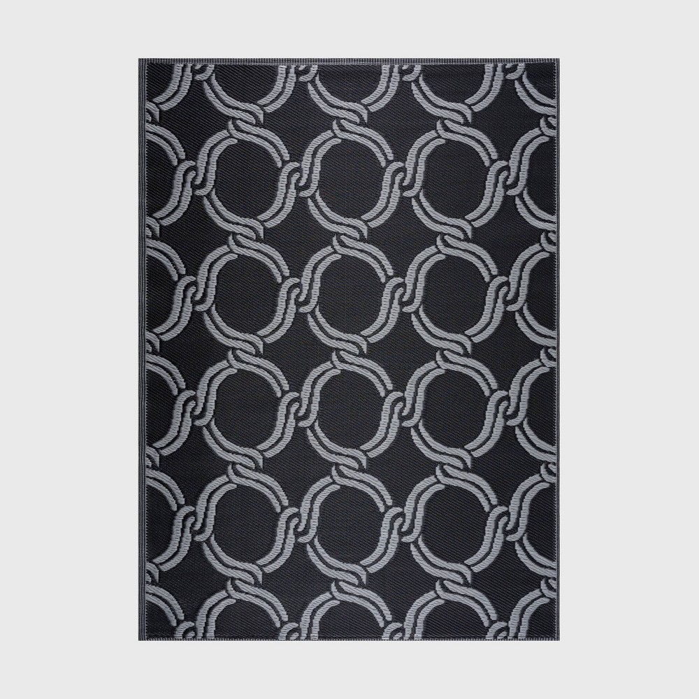 Photos - Area Rug Playa Rug 6'x9' Mykonos Recycled Plastic Indoor Outdoor Floor Mat Black and Gray