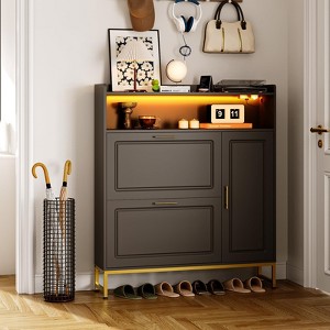 Narrow Shoe Rack, Freestanding Shoe Storage Cabinet with Adjustable Shelf - 1 of 4