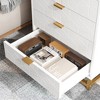 5-Drawer Dresser, Modern Wooden Bedroom Chest of Drawers With Storage Drawers, Farmhouse Style TV Stand for Living Room, Bedroom, Hallway, White - 4 of 4